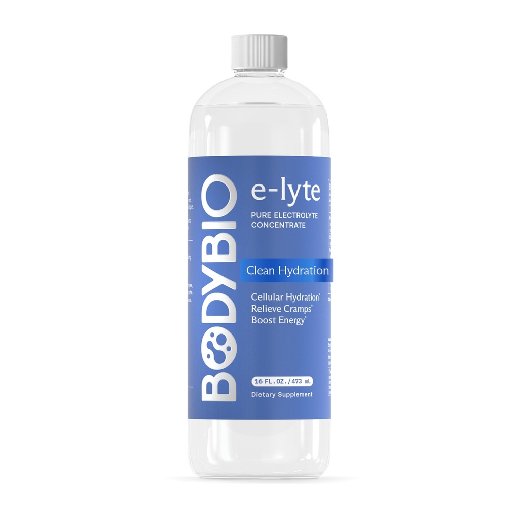 BodyBio e-Lyte - Sıvı Elektrolyte Clean Hydration, Energy & Cramp Relief - No Sugar, No Yapay Flavors, No Fillers, Keto Friendly