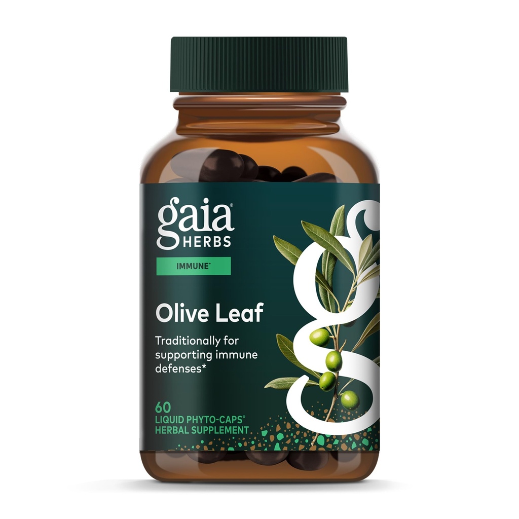 Gaia Herbs Olive Leaf - Geleneksel Immune Health Support - Immune System Supplement with Olive Leaf Extract & Ol Europein* - 60 Vegan Sıvı Phyto-Caps (30-Day Supply)