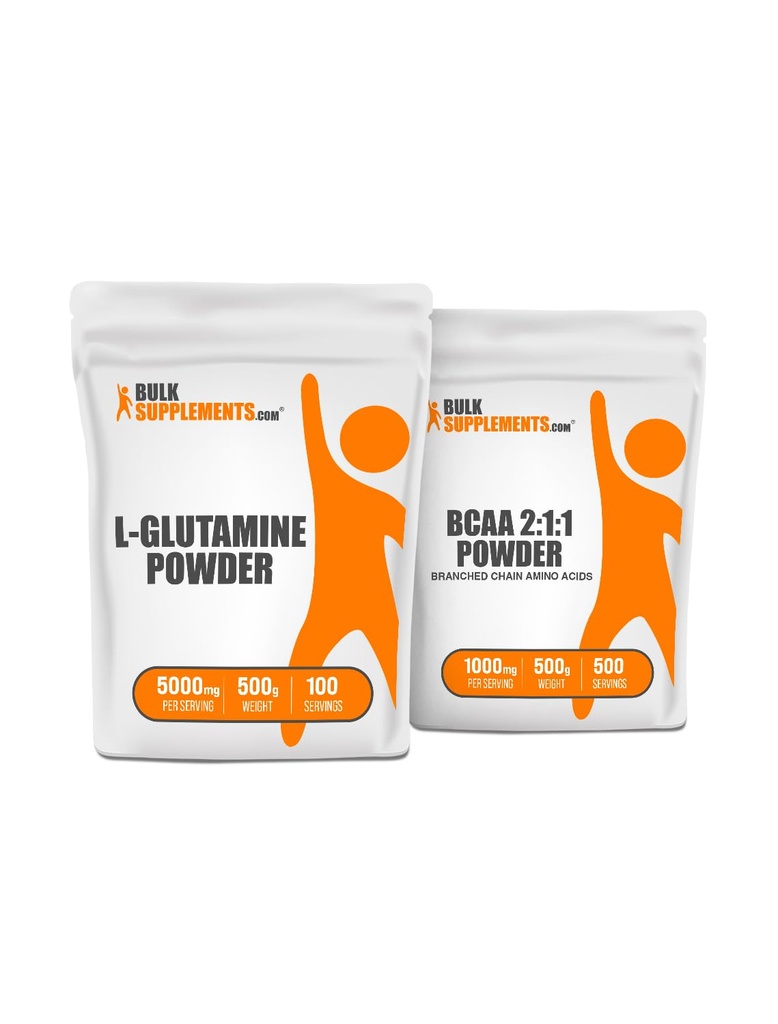 BulkSupplements L-Glutamine 500g + BCAA 2:1 500g Sche