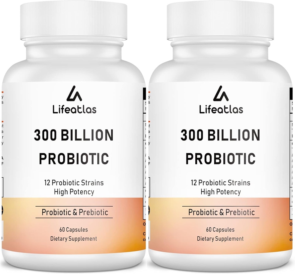 300 Milyar CFU Probiyotikler - Kadınlar ve Erkekler için Probiyotikler, 12 Probiyotik Strains Plus Prebiyotik, Max Potent for General Digestive & Gut Health, Immune Support, Raf Stable - 120 Capsules