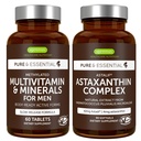 Erkekler için Multivitamin & Mineraller + Astaxanthin Kompleksi Vegan Sche, Sustained Release Advanced Multivitamin + 4 mg H. Pluvialis Natural Astaxanthin, Igennus