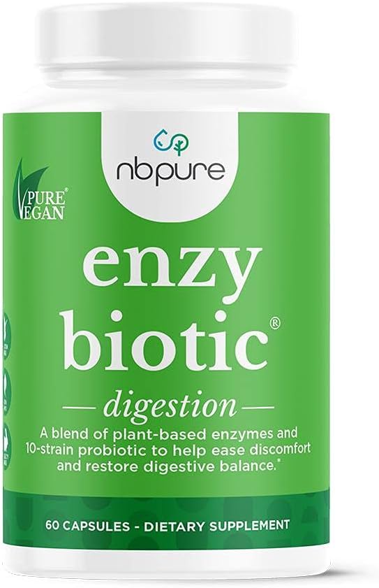 nbpure EnzyBiotic Digestive Enzymes with Probiyotiks and Prebiyotiks Supplement Mix, 60 Count