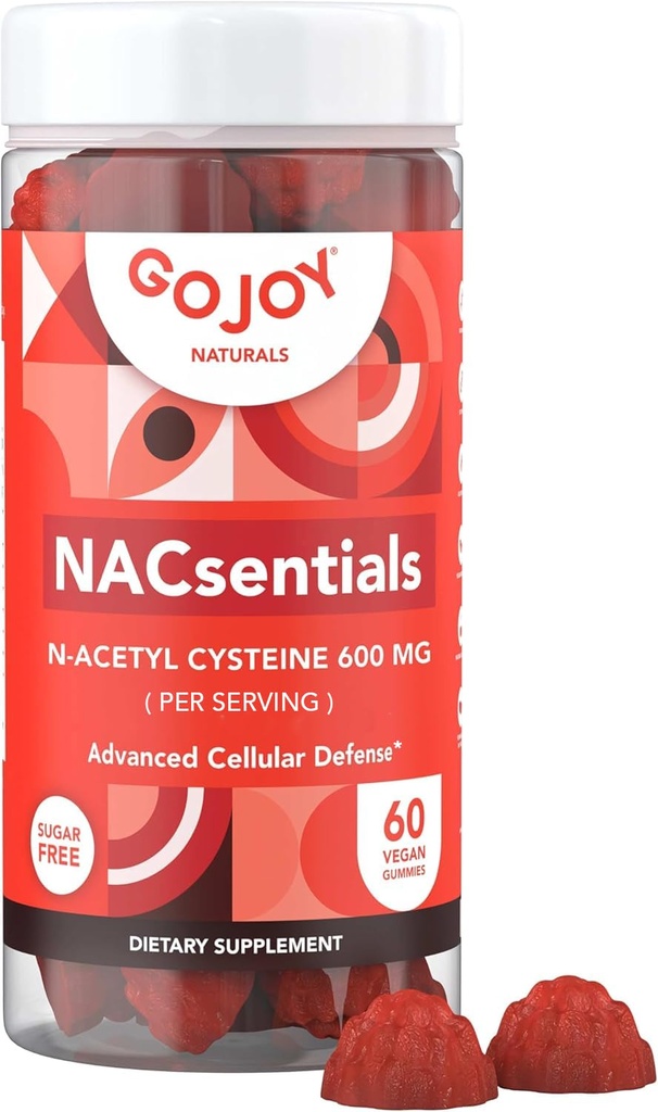 GOJOY NACsentials 7-in-1 NAC Gummies 600mg – Supports Glutathione, Liver & Antioxidant Wellness – N-Acetyl Cysteine with Vitamin C, ALA, Quercetin & Astaxanthin – Vegan, Sugar-Free