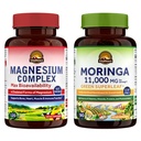 Vitalitown Magnezyum + Moringa Sche (Pack of 2) | Magnezyum Kompleksi (Item 1) & Moringa (Item 2) | 120 Magnezyum Capsules & 90 Moringa Capsules