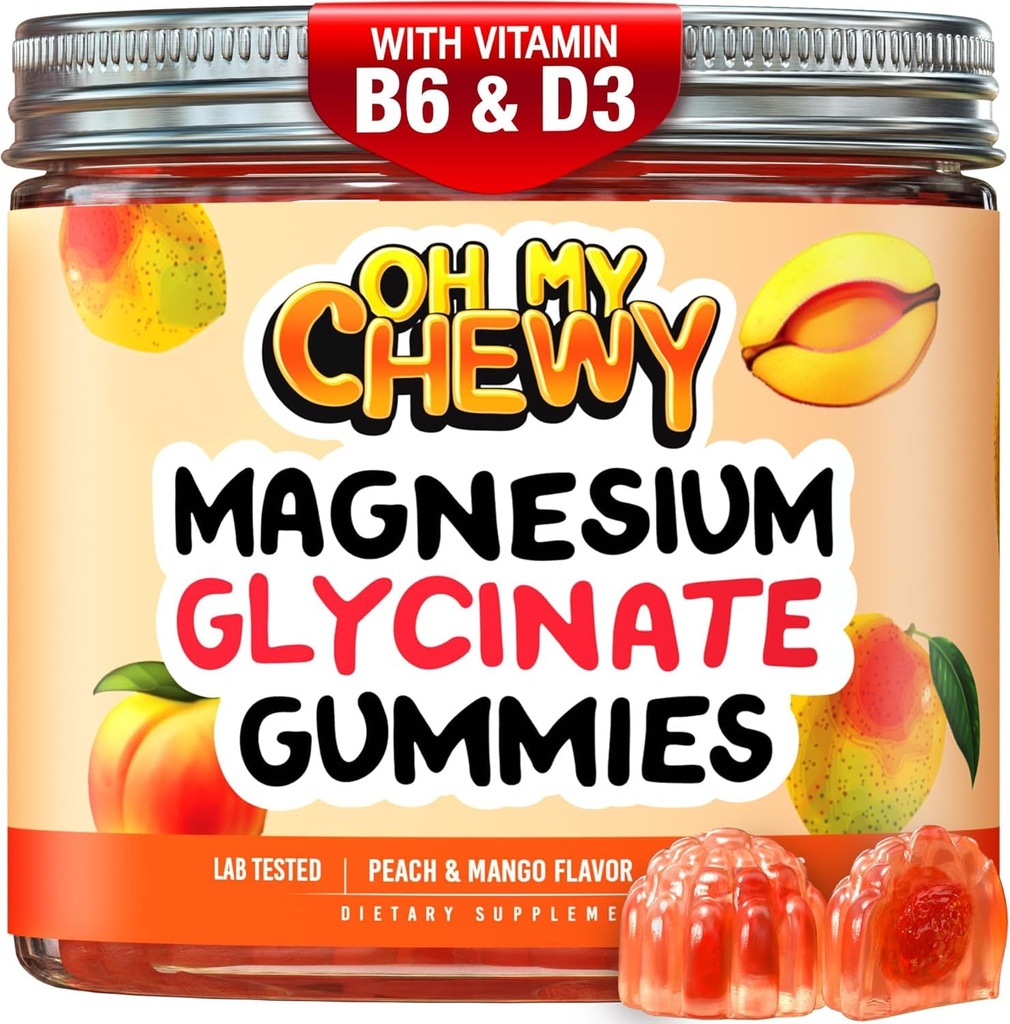 Center-Filled Magnezyum Glycinate Gummies 400MG - Çocuklar için Yüksek Aborpsiyon, Gençler ve Yetişkinler - Uyku için Tamam, Calm & Muscle Relaxation with B6 & D3 - Gluten Free & Vegan Friendly - 60 Count
