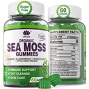 Sea Moss Gummies - İrlandalı Deniz Moss Gummies for Yetişkinler & Çocuklar - Gelişmiş Superfood Seamoss Supplement with Organic Bladderwrack & Burdock Root,ACV for Daily Immune, Gut Cleanse, Vegan, 60 Counts