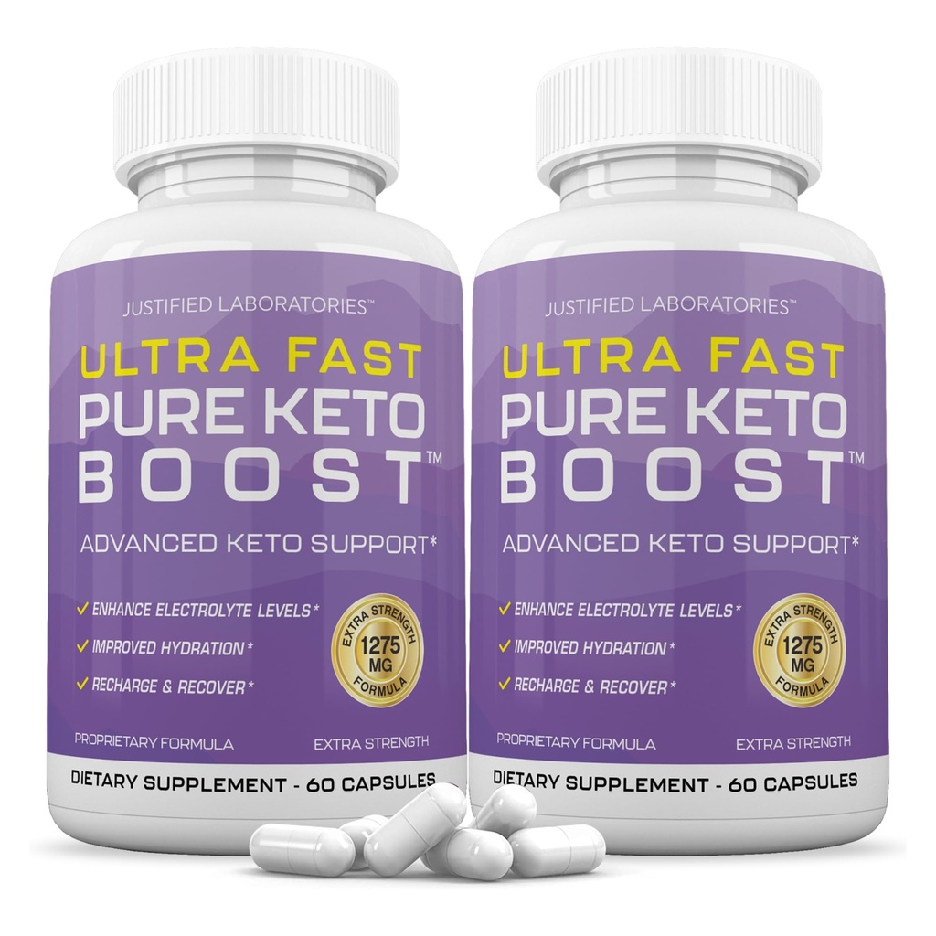 Justified Laboratories (2 Pack Ultra Fast Pure Keto Boost Pills 1275MG New & Improv Formula Contains Apple Cider Vinegar Ekstra Virgin Zeytinyağı Toz Yeşil Çay Broşürü 120 Capsules