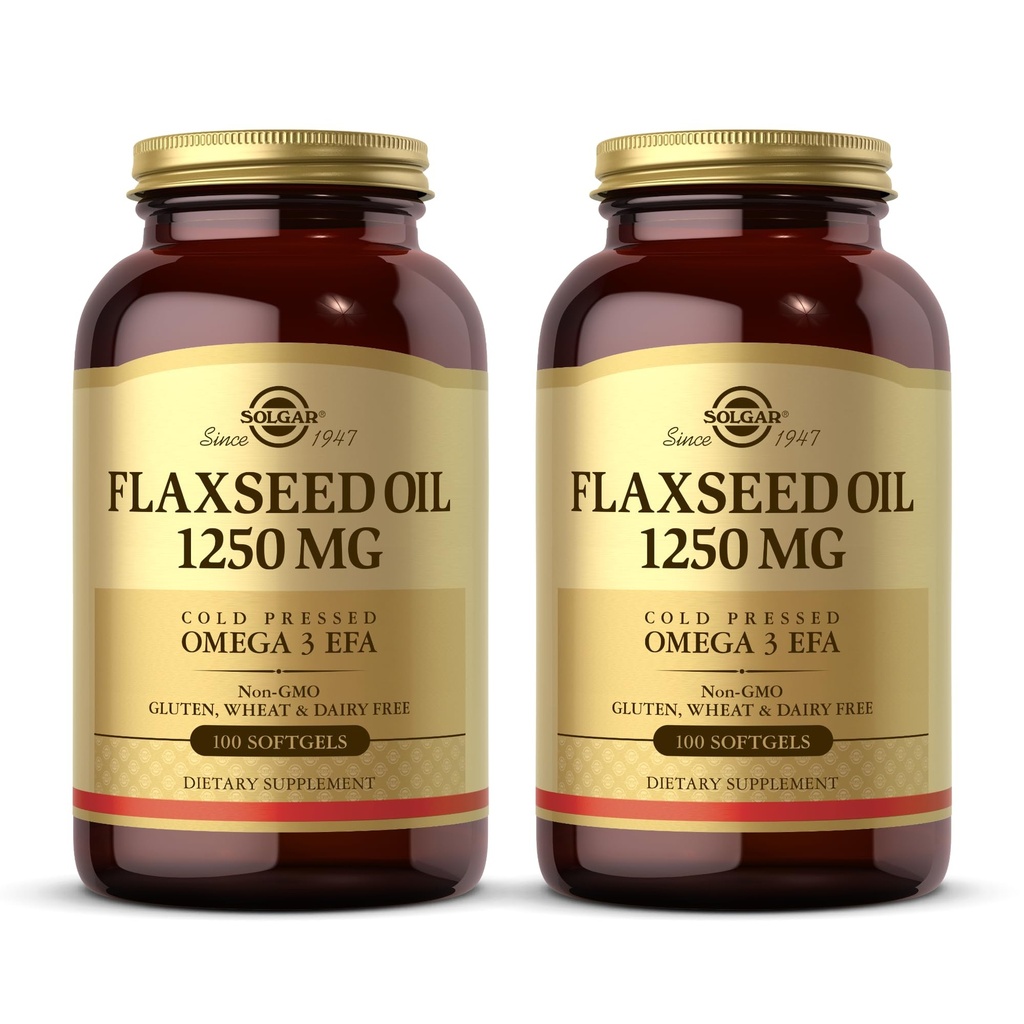 Solgar Flaxseed Oil 1250 mg - 100 Softgels, 2 Paket - Omega-3 Alpha-Linoleic Acid (ALA) - Non-GMO, Gluten Free - 100 Toplam Hizmetler