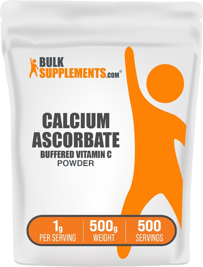 BulkSupplements.comuba Ascorbate Toz - Buffered Vitamin C Supplement, Kalsiyum Toz - Vegan & Gluten Free, 1g per Service, 500g (1.1 lbs) (Paket of 1)