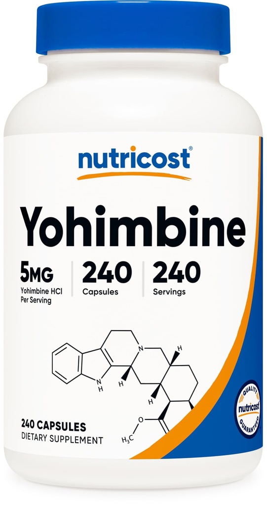 Nutricost Yohimbine HCl 5 mg, 240 Capsules Ekstra Kuvvet - Gluten Free, Non-GMO