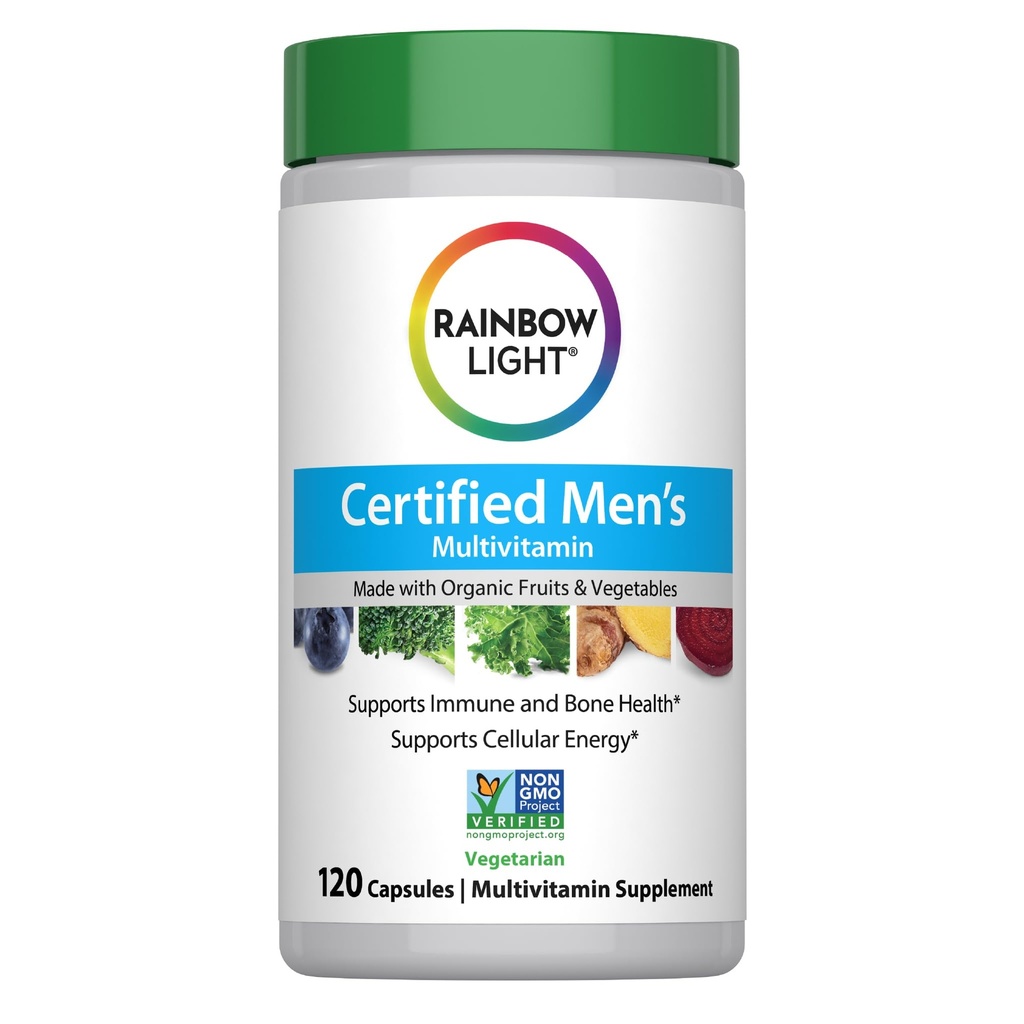 Erkekler için Rainbow Light Multivitamin, C, D & çinko, Probiyotikler, Erkeklerin Multivitamin Yüksek Potency Immune, Heart, & Liver Support, Non-GMO, Vegetarian, 120 Tabletler,
