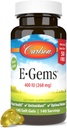 Carlson - E-Gems 400 IU (268 mg), Doğal Kaynak Vitamini E, Optimal Wellness, 140 Soft Gels