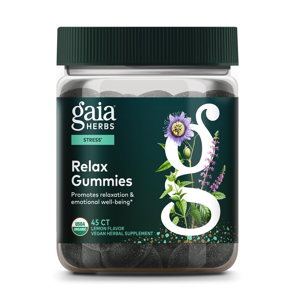 Gaia Herbs Rahat Gummies - Destekler Calm Duyguları - Organik Apple Juice & Lemon Juice - 45 Gummies (15 hizmet)