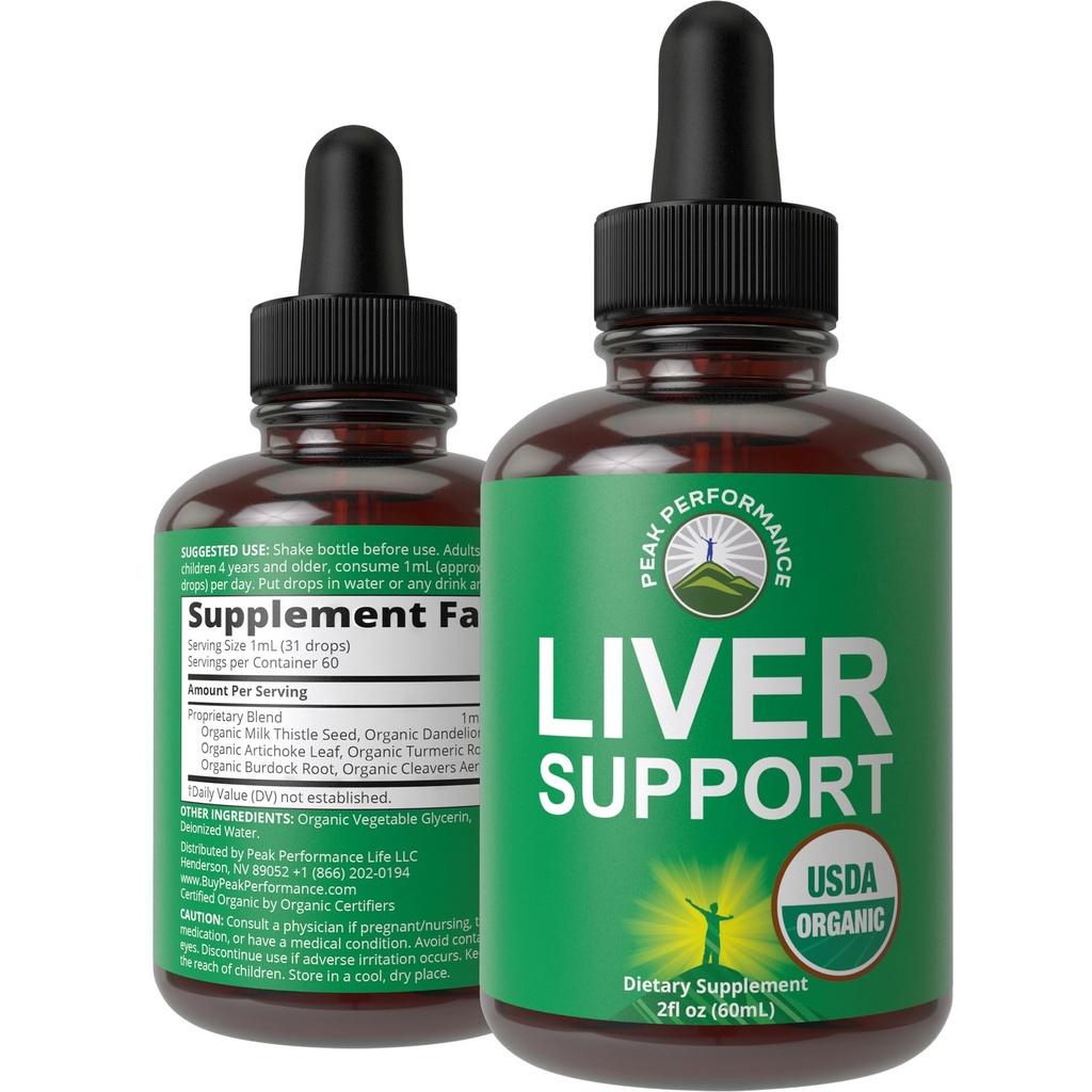 USDA Organik Liver Cleanse Detox & Tamir. 6in-1 Sıvı Ölçeği Organik Süt Butle, Artikokeksiyonu ve daha fazlası. Zero Sugar, Liver Health Support Tincture Supplement Alternative to Capsules