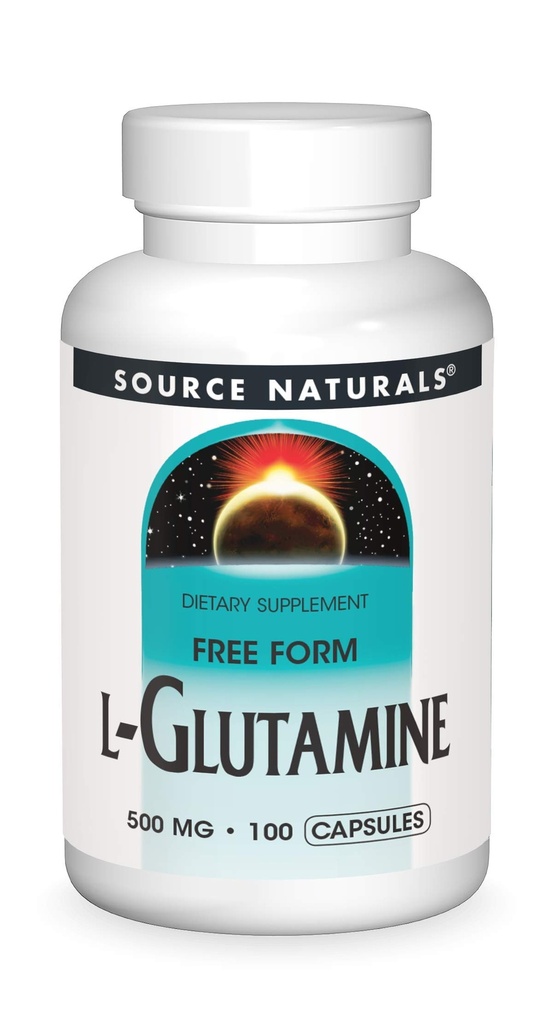 Source Naturals L-Glutamine - Metabolik Enerjiyi Destekleyen Ücretsiz Form Amino Asit - 100 Capsules