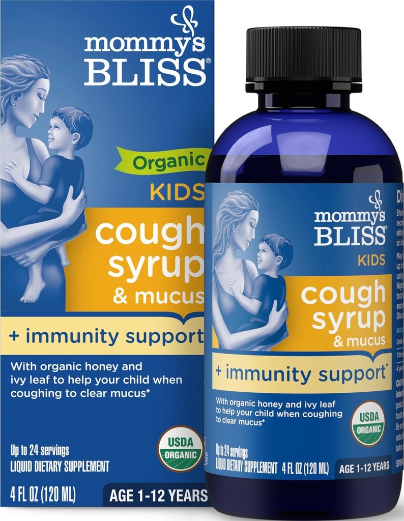 Anne'nin Bliss Organik Çocuklar Syrup ve Mucus Relief + Immunity Support, Agave & Honey, Ivy Leaf, Elderberry, çinko, C, 4 Fl Oz Oz