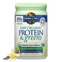 Life Raw Organic protein & Greens Vanilla - Kadınlar ve Erkekler için Vegan Protein Tozu, Plant ve Pea Proteinler, Yeşiller ve Probiyotikler, Gluten Free Low Carb Shake Süt 20 Hizmetsiz Yaptı
