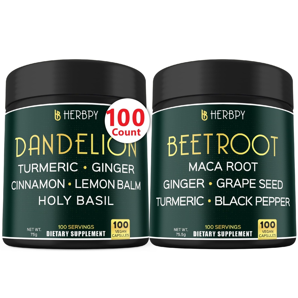 Sche 6in1 Dandelion Supplement & 6in1 Beet Root Capsules - Support Digestive, Immune and Heart Health