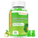 240MG Ginkgo Biloba Gummies with Ginseng and Magnezyum, Ginko Biloba Supplements Beyin Focus, Mood and Memory for Yetişkinler, 60 Cts
