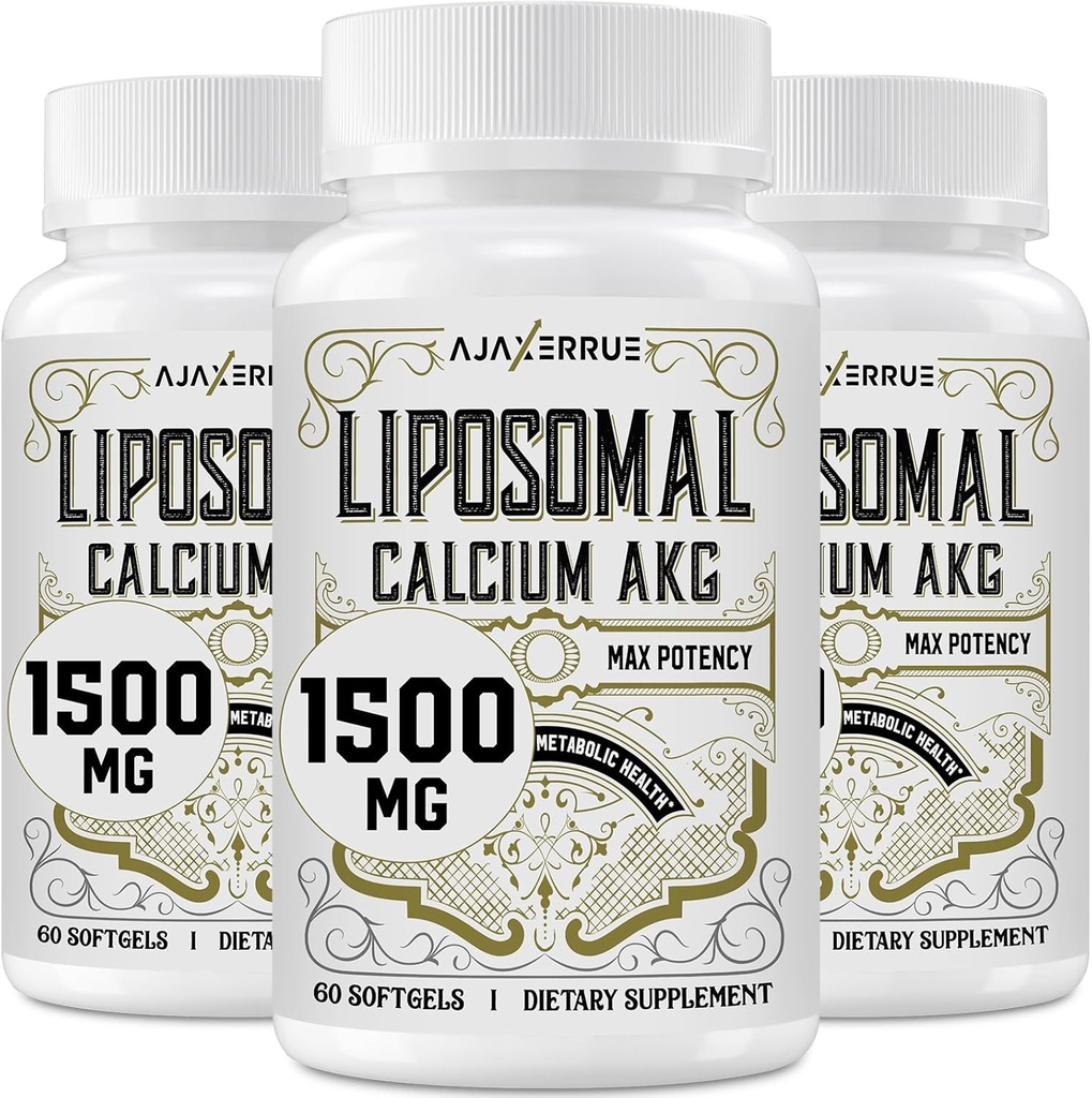 Liposomaluba AKG Supplement 1500 MG (Alpha-Ketoglutaric Acid), Yüksek Absorpsiyon, AAKG'dan daha etkili olan Ca AKG for Longevity, Age Defense, Cellular Energy, Metabolic Function, 180 Softgels