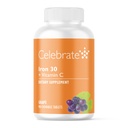 C ile Vitamin Demir Supplement - 30 mg Iron, 60 mg Vitamin C, Bariatrik Vitaminleri WLS Hastaları, Dikey Kol ve Gastrik Bypass Cerrahisi - Grape, 90 Chewable Tabletler
