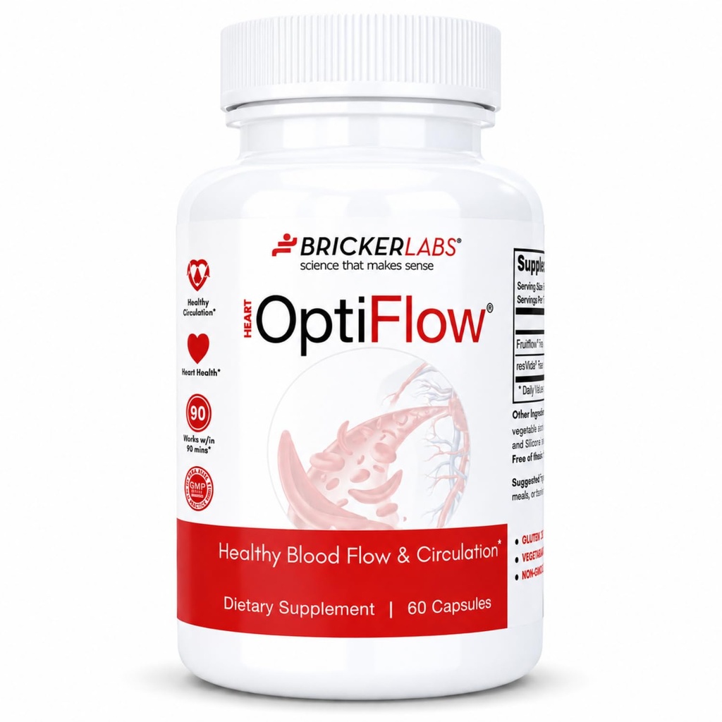 Bricker Labs OptiFlow Kan Circulation Vitamins, Doğal Kan Akışı, Contains FruitFlow ve resVida Trans resveratrol. Blood Optimizer Supplement 60 Capsules