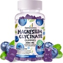 Magnezyum Glycinate Gummies 2500 mg - Sugar Free Magnezyum Pids Supplement with Vitamin D, B6, CoQ10 for Calm Mood & Sleep Support - 90 Blueberry Gummies