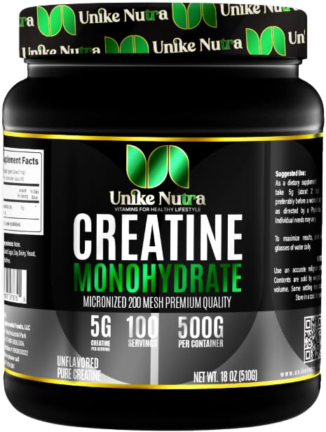 Saf Kretine Monohidrat Toz Supplement, Unflavored, Supports Bulk Muscle Energy, Recovery, & Strength - Tina Supplement for Men & Women - 500G, 5000 mg Per Serv (5g) - 100 Hizmet