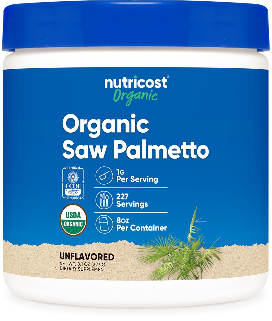 Nutricost Organic Saw Palmetto Toz 8oz - sertifikalı USDA Organik Saw Palmetto, Gluten Free