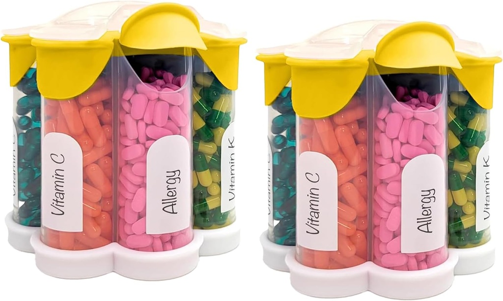 Ekstra Büyük Pill Organizer Daily, Weekly, Monthly Supplement Şişe, Sevimli Çiçeği 7 XL Karşılaştırması (2 Pack Combo) (Yellow 2 Pack)