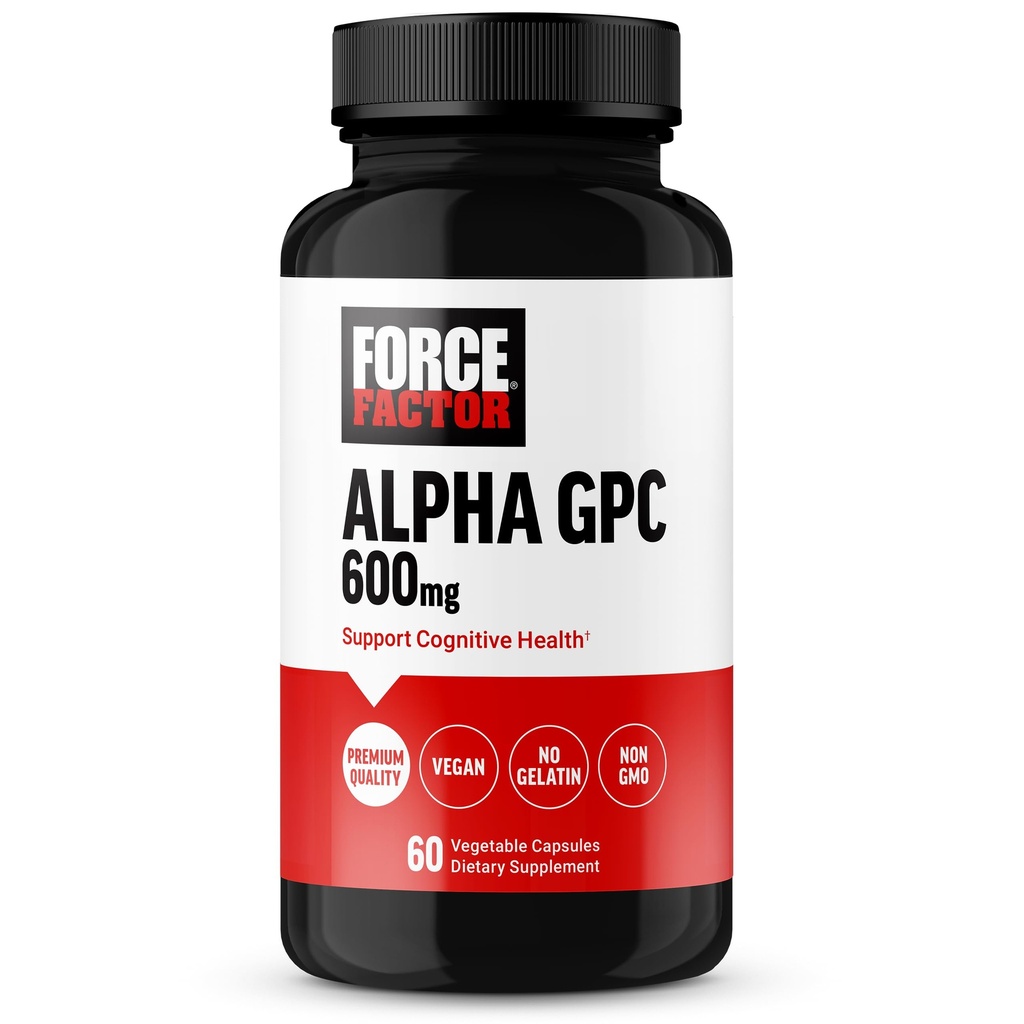 Force Factor Alpha GPC Brain Supplement for Memory and Focus, Mood Support Supplement with Alpha GPC 600mg, Premium Quality, Vegan, Non-GMO, 60 Capsules
