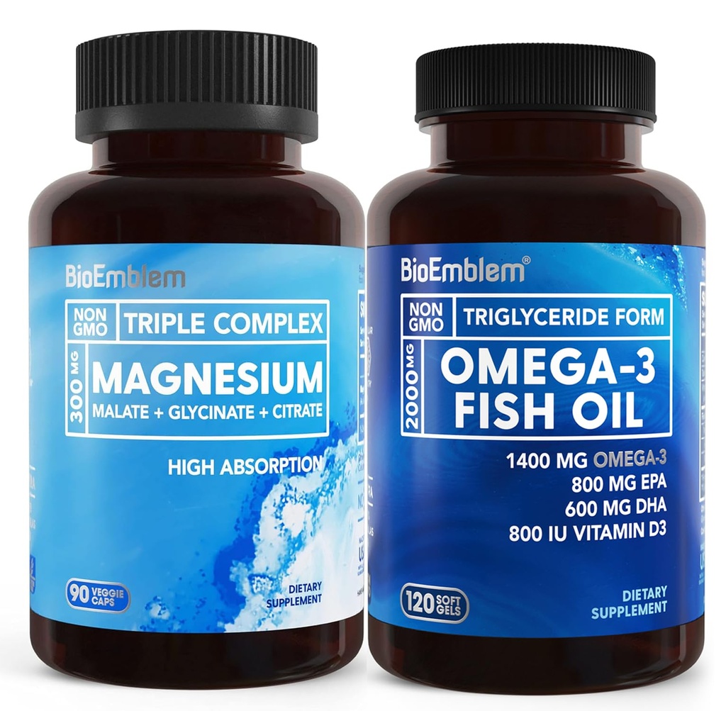 BioEmblem Triple Magnezyum Kompleksi ve BioEmblem Omega-3 Fish Oil 2000mg