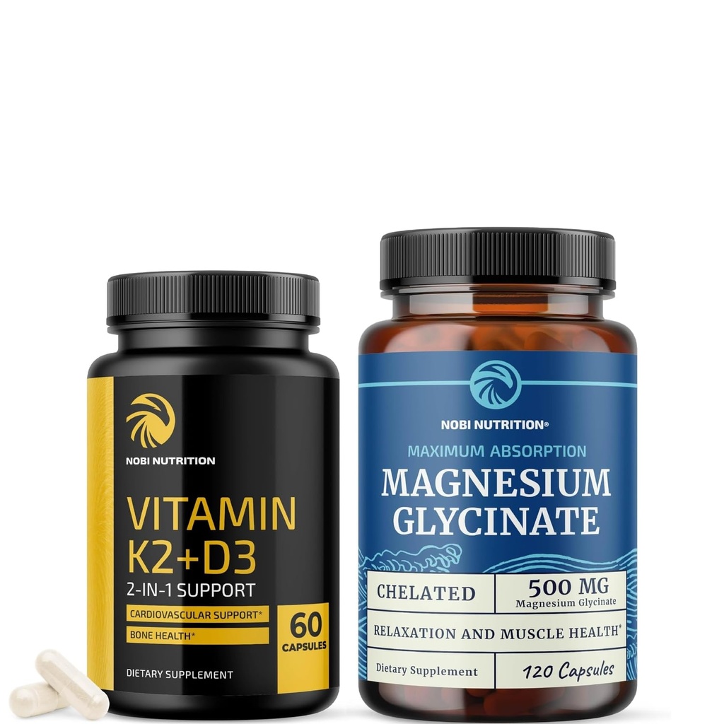 D3 C2 ve Magnezyum Glycinate Supplement | Bone, Heart, and Muscle Support with 5000 IU D3, K2 MK7, ve 500 mg Magnezyum | Yüksek Absorpsiyon, Immune & Nerve Support | 60 Her Şey