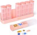 Haftalık Pill Organizer 3X bir Gün, Detachable Pill Box 7 Gün, Büyük 3 Times Günlük Pill Vakası, Seyahat Pill Konteynerleri, Hafta İlaçları Vitamin Tamam Tıp için Pillbox, Pink Pillbox