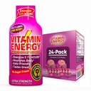 Enerji B12 11,000 Ekstra Kuvvetli Enerji Shot Pink Berry 24 Paketi, 260 mg Doğal Caffeine, B12 & B6, Nootropic Focus, Vitality, Zero Sugar, Gluten-Free, Vegan, Kosher, 1.93 fl ozzz