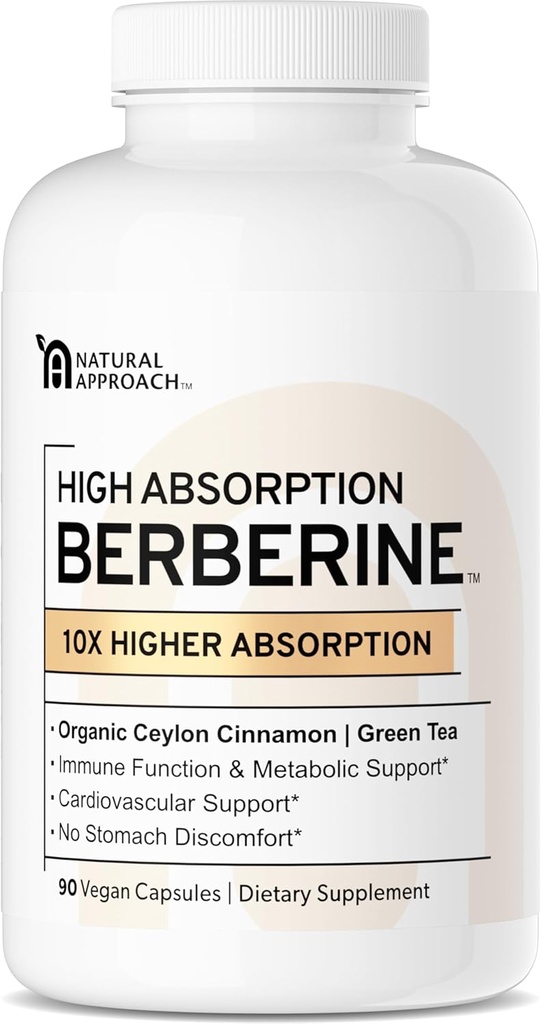 Yüksek Aborpsiyon Berberine Phytosome - 10X Daha Fazla Bio kullanılabilir | Kadınlar ve Erkekler için Metabolik Destek | Ceylon Cinnamon + Yeşil Çayı | Berberis Aristata Supplement | 90 Capsules