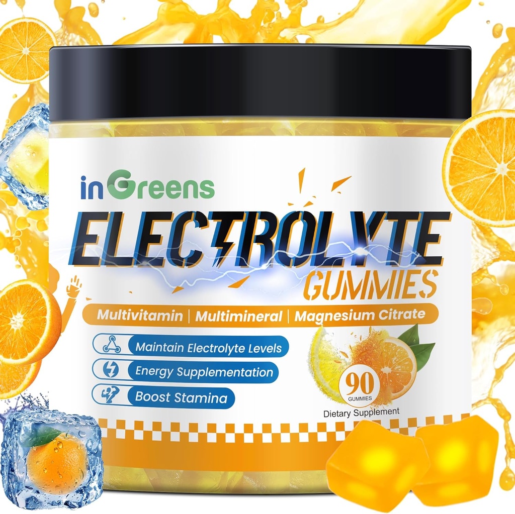 Doğal Electrolyte Gummies with 6 Essential Electrolytes - Vitaminler, Magnezyum, Electrolytes, For Runners, Endurance Sports, Hydration Electrolyte Chews - 90 Gummies