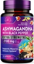 Ashwagandha 2,100 mg - Veggie Capsules'teki Kadınlar için Toz & Kök Üretimi, Siyah Pepper, Yüksek Absorpsiyon, Plant bazlı, ABD'de Şişelenmiş - 120 Veggie Capsules