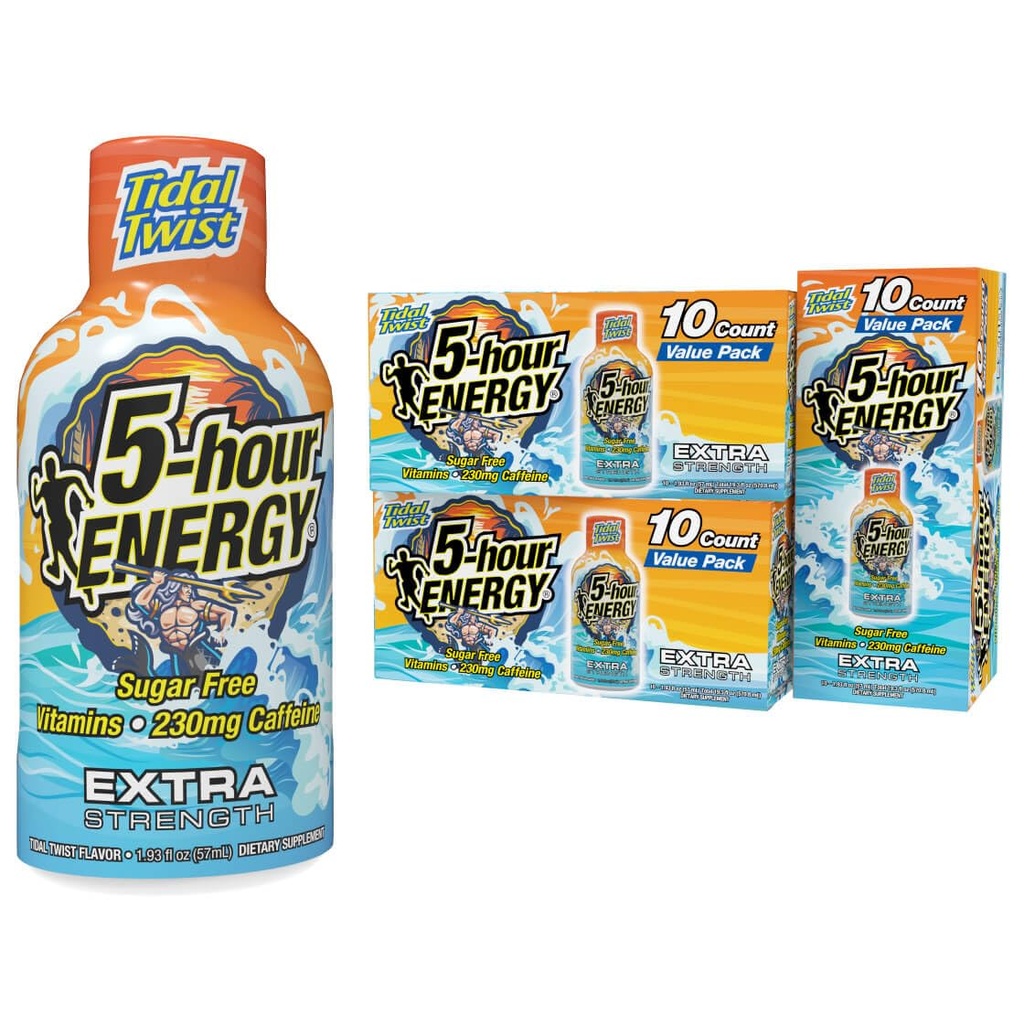 5- Saat ENERJİ Ekstra Kuvvetli Enerji Shot, Tidal Twist (1.93 oz., 30 Kont), Zero Calories & Sugar-Free 230 mg Caffeinated Energy Shot, Bolt Acids & Bs, Dietary Supplements, , Pina-Cola