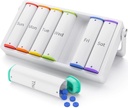 Haftalık Pill Organizer 2 Times a Day, KOVIU Büyük Seyahat Pill Box 7 Gün, Am Pm Two Daily Pill Case with Rotatable Crime, Pill Holder Container for Vitamin, Medicine, Supplement, Fish Oil, White