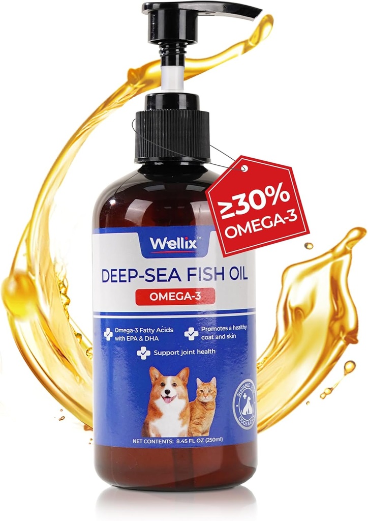 Wellix Omega 3 Köpekler için Balık Yağı, Köpekler için Daha İyi Köpek, Köpek Balık Yağı Tamam, Pet Skin ve Ön Tamam, Kalp, Ortak & Immune Health, EPA & DHA