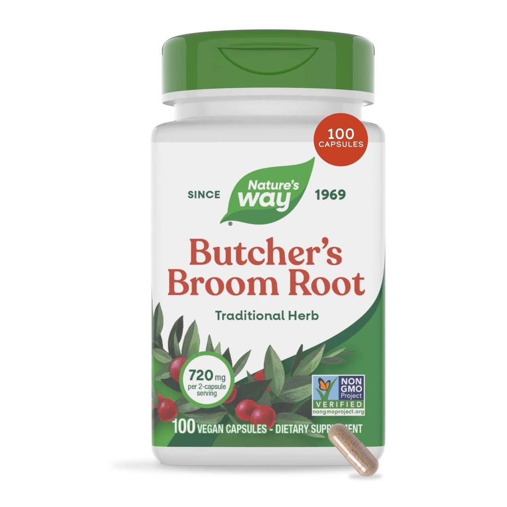 Nature's Way Butcher's Broom Root, Vegan, Non-GMO Project Verified, 100 ct