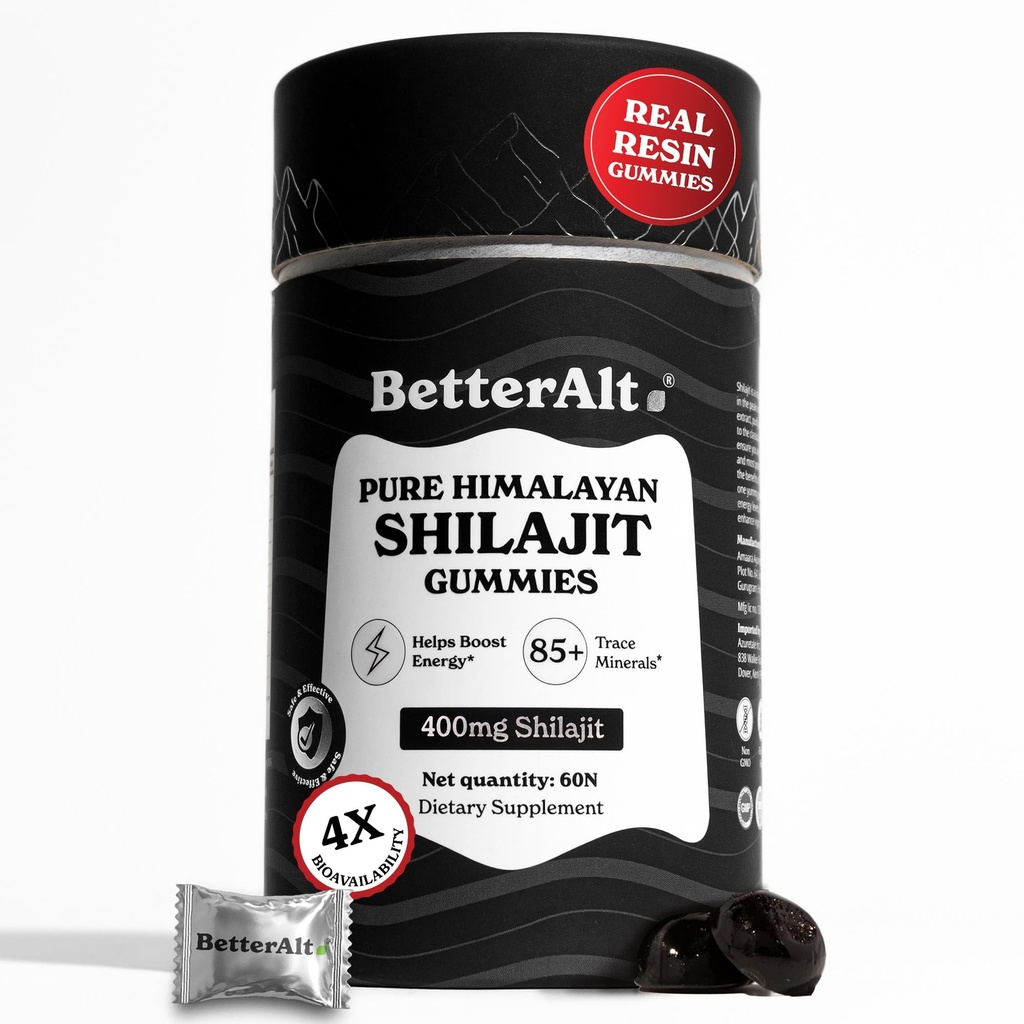Daha iyi Alt Saf Himalaya Shilajit Gummies with 100% Shilajit | Yüksek Potency Gold Grade / Enerji Boost & Immune Support, %75+ Fulvic Acid| Travel Friendly - Tamarind Flavor