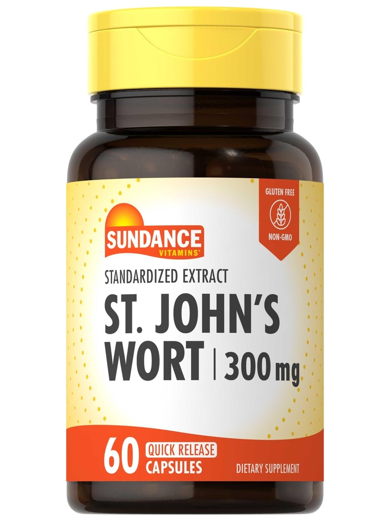 Sundance St. John's Wort Capsules | 300 mg | 60 Kont | Non-GMO ve Gluten Free Standardized Extract