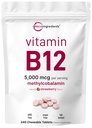 Mikro Malzemeler B12 5.000 mcg | Mekobalamin – 240 Chewable Tabletler | Hızlı Dissolve, Doğal Strawberry Flavor | Destekler Enerji & Metabolism Health | Vegan, Non-GMO, Gluten Free