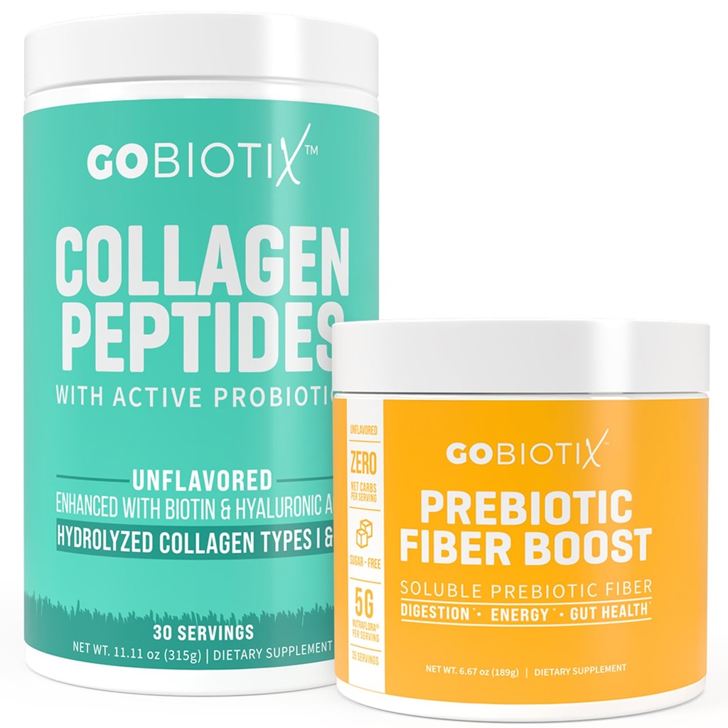 GOBIOTIX Fiber & Collagen Sche: Saç, Skin, Gut Support - 30 Serviss Collagen, 35 Hizmet Fiber Fiber & Collagen Sche: Saç, Skin, Gut Support - 30 Serviss Collagen, 35 Servisler Fiber