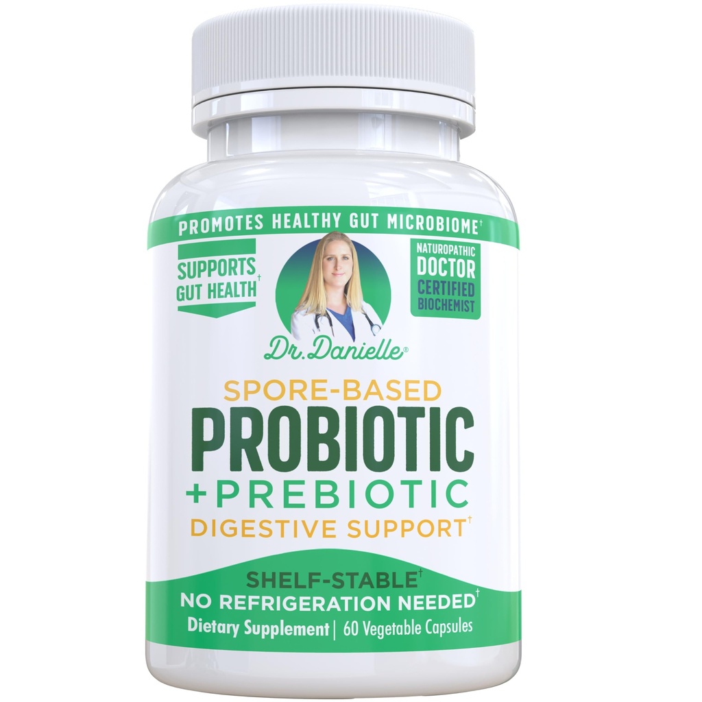 Dr. Danielle Probiyotik - Kadınlar ve Erkekler için Probiyotikler, Dr. Danielle tarafından Yetişkinler - Raf Stable Probiyotik Supplement - No Refriger Need - Bacillus - 60 Capsules