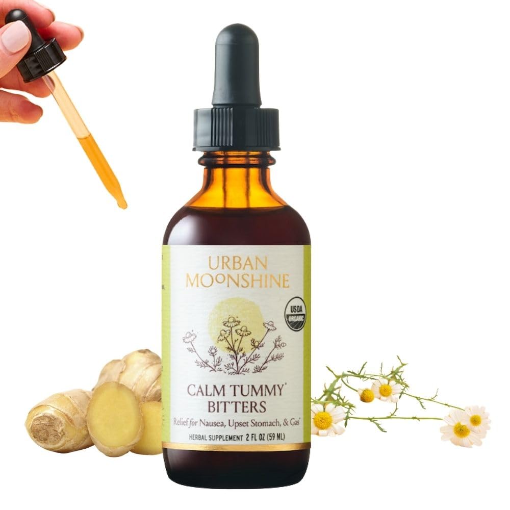 Urban Moonshine Calm Tummy Bitters - Sertifikalı Organik - Nausea & Upset Stomach* - Bloating Relief* - Soothes Digestion* - Digestive Bitters - Gluten Free Herbal Supplement - 2 Fl Oz