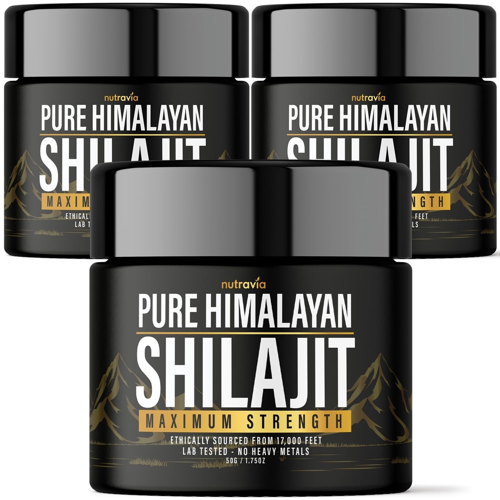 (3 Pack) Shilajit Pure Himalaya Organik Temizlik - Doğal Kimlik Lab Erkekler için Test Edilmiş Formula, Kadınlar - Ağır Metaller - 85+ Trace Mineralleri Altın Sınıf Shilajit Supplement