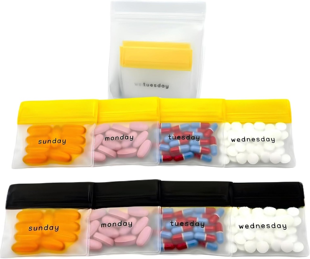 AM/PM Pill Pouch Bag for Travel 7Day, Reusable Pill Bag with Days of The Week Etiketler, Büyük Vitaminler ve Supplements, Pills, Multi-Purpose Medicine Organizer (With Pill)